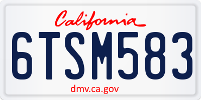 CA license plate 6TSM583