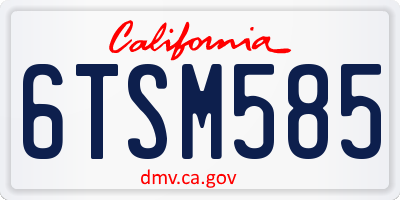 CA license plate 6TSM585
