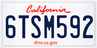CA license plate 6TSM592