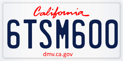CA license plate 6TSM600