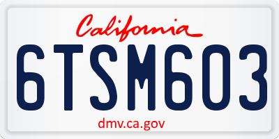 CA license plate 6TSM603