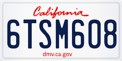 CA license plate 6TSM608