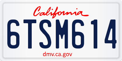 CA license plate 6TSM614