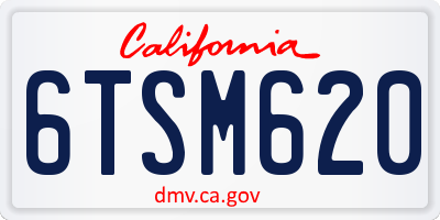 CA license plate 6TSM620