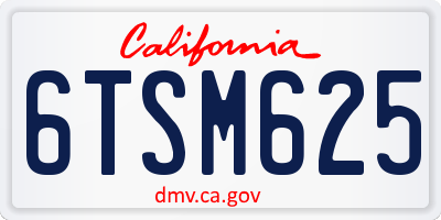 CA license plate 6TSM625