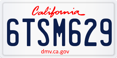 CA license plate 6TSM629