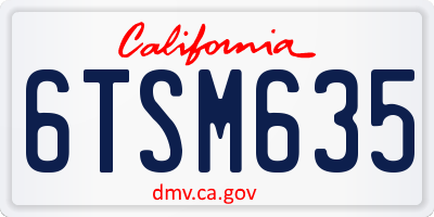 CA license plate 6TSM635