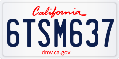 CA license plate 6TSM637