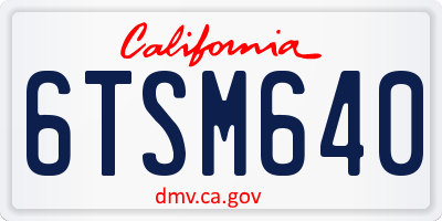 CA license plate 6TSM640