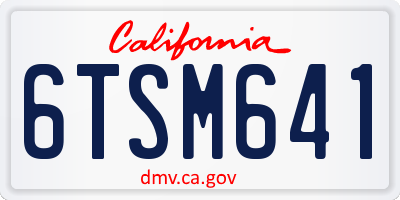CA license plate 6TSM641