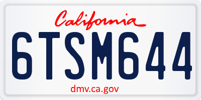 CA license plate 6TSM644