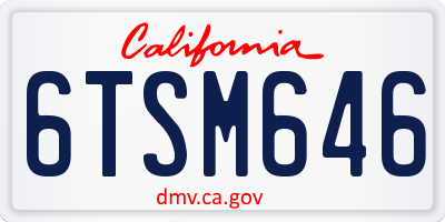 CA license plate 6TSM646