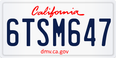 CA license plate 6TSM647