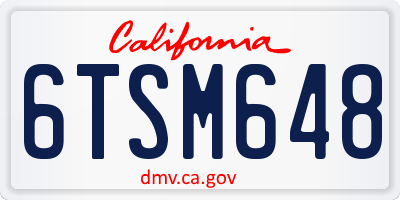 CA license plate 6TSM648