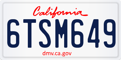CA license plate 6TSM649