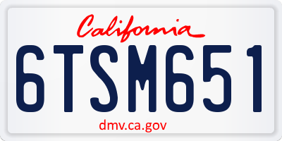 CA license plate 6TSM651