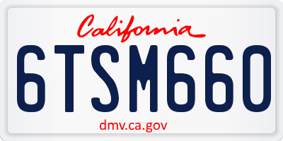 CA license plate 6TSM660