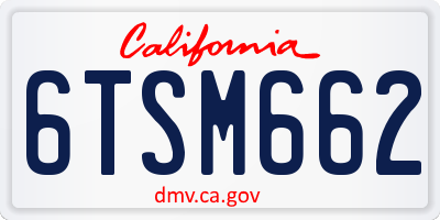 CA license plate 6TSM662