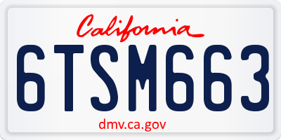 CA license plate 6TSM663