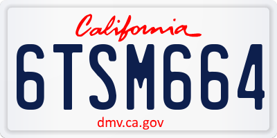 CA license plate 6TSM664