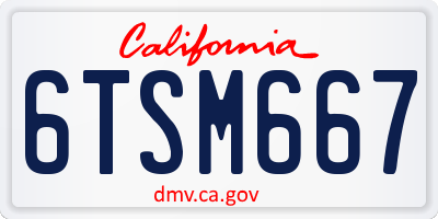 CA license plate 6TSM667