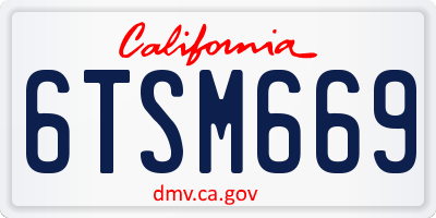CA license plate 6TSM669