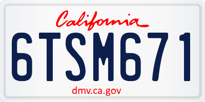 CA license plate 6TSM671