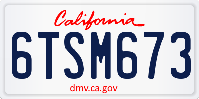 CA license plate 6TSM673