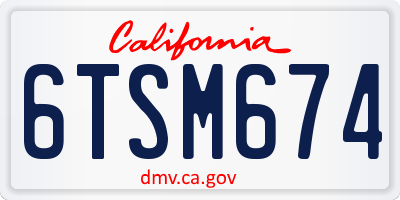 CA license plate 6TSM674