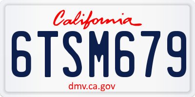 CA license plate 6TSM679