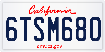 CA license plate 6TSM680