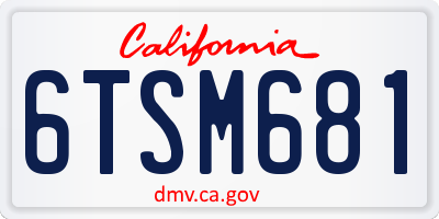 CA license plate 6TSM681