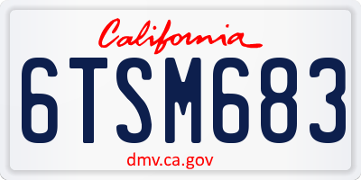 CA license plate 6TSM683