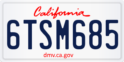 CA license plate 6TSM685