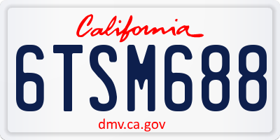 CA license plate 6TSM688