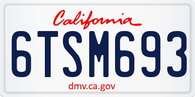 CA license plate 6TSM693