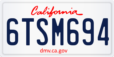 CA license plate 6TSM694