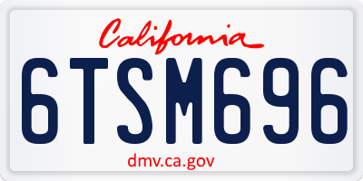 CA license plate 6TSM696