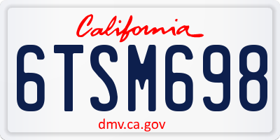CA license plate 6TSM698
