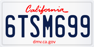 CA license plate 6TSM699