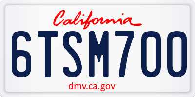 CA license plate 6TSM700