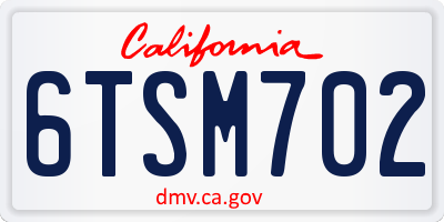 CA license plate 6TSM702