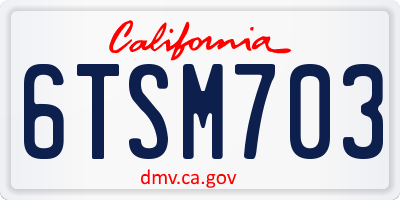 CA license plate 6TSM703