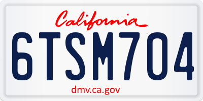 CA license plate 6TSM704