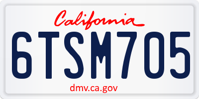 CA license plate 6TSM705