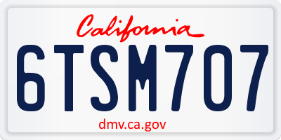 CA license plate 6TSM707