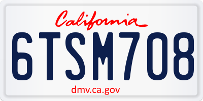 CA license plate 6TSM708