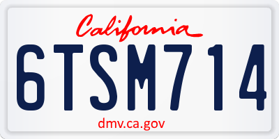 CA license plate 6TSM714