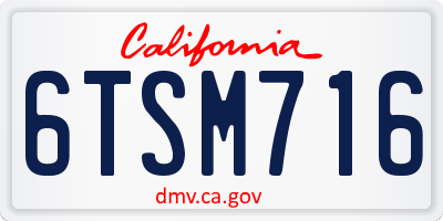 CA license plate 6TSM716