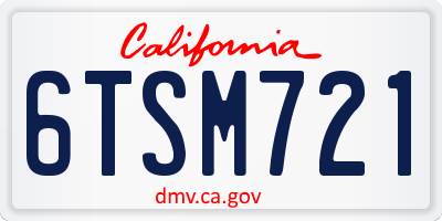 CA license plate 6TSM721